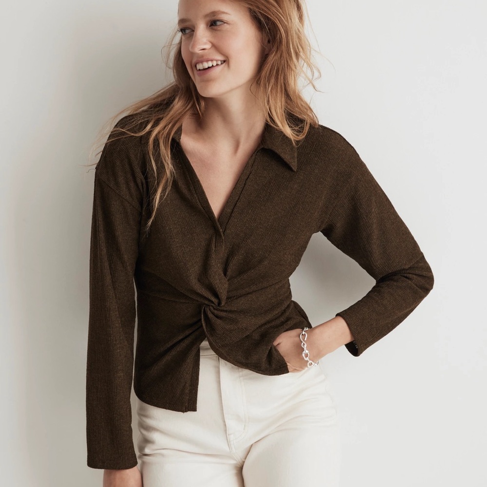 Madewell Twist-Front Long-Sleeve Top